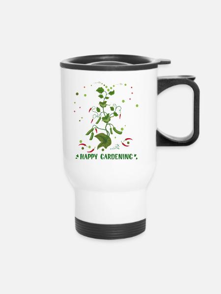 Happy Gardening - Thermobecher mit Tragegriff - Weiß