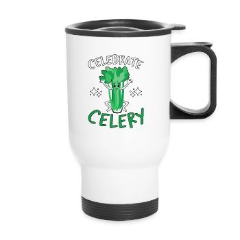 Célébrez le céleri pour les végétariens et les végétaliens - Tasse isotherme avec poignée - blanc - Devant