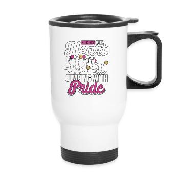 Applaudir avec le cœur sautant de fierté - Tasse isotherme avec poignée - blanc - Devant