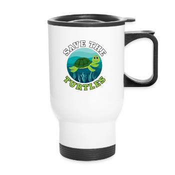 Save The Turtles Earthday Niedliche Schildkröte - Thermobecher mit Tragegriff - Weiß - Vorne