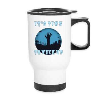 "It's time to wake up", Halloween Zombie Alarm Clock - Thermal mug with handle - white - Front