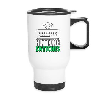 Frapper des commutateurs pour le réseau de système de travail de technologie informatique - Tasse isotherme avec poignée - blanc - Devant