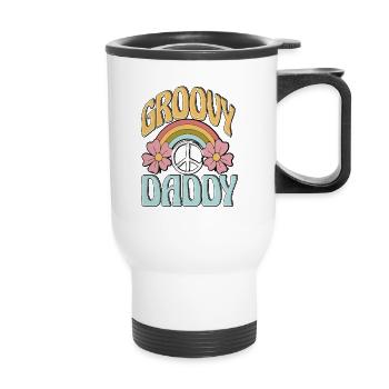 Groovy Daddy for Retro Hippie Men Fathers - Thermal mug with handle - white - Front