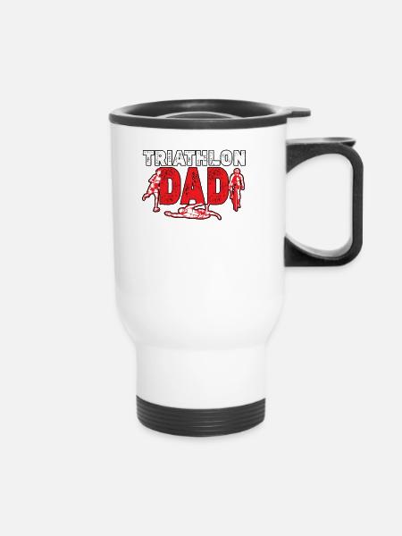 Triathlon Dad für Triathleten Väter Männer - Thermobecher mit Tragegriff - Weiß