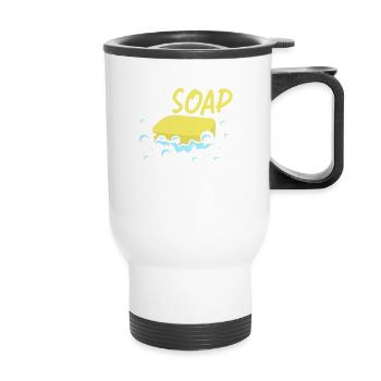 In Soap We Trust Soap Making Soap Making - Thermal mug with handle - white - Front