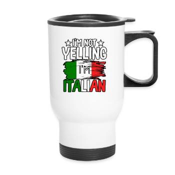Je ne crie pas que je suis italien pour italien - Tasse isotherme avec poignée - blanc - Devant