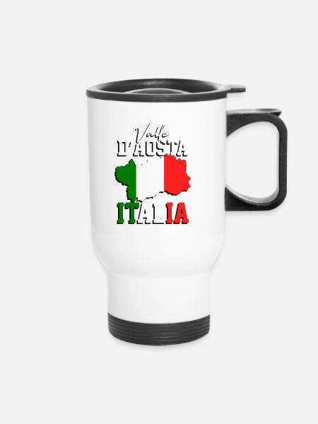 Valle d'Aosta Italia Italienische Flagge Italien - Thermobecher mit Tragegriff - Weiß