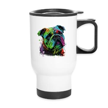 Bouledogue anglais Pop Art I Dog Lover I Splash Art - Tasse isotherme avec poignée - blanc - Devant
