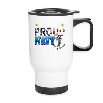 Proud Navy Grandpa - Stolzer Navy Opa - Thermal mug with handle - white - Front