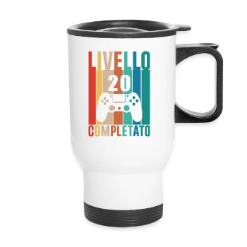 Niveau 20: Anniversaire rétro - Tasse isotherme avec poignée - blanc - Devant