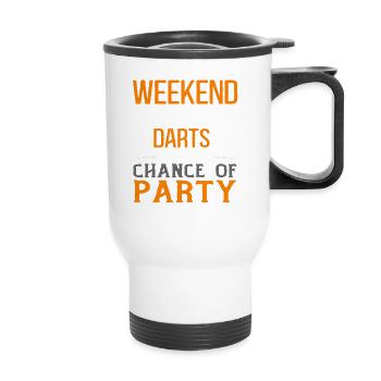 Fléchettes de prévisions de week-end avec une chance de fête - Tasse isotherme avec poignée - blanc - Devant