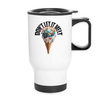 Fonte de la terre dans le cornet de crème glacée Ne le laissez pas fondre - Tasse isotherme avec poignée - blanc - Devant