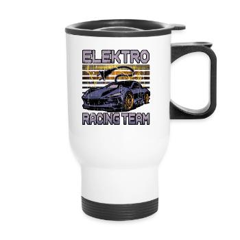 Lustiger Elektrofahrzeug-Witz Elektro Racing Team - Thermobecher mit Tragegriff - Weiß - Vorne
