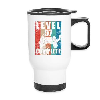 Level 57 abgeschlossen - Thermobecher mit Tragegriff - Weiß - Vorne