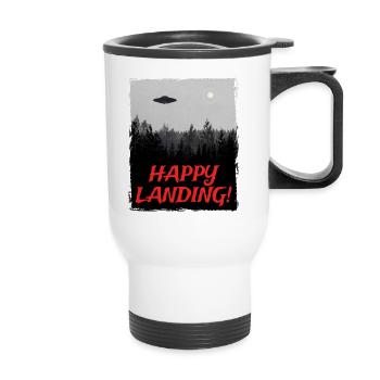 Alien UFO Alien Spaceship Saucer - Thermal mug with handle - white - Front