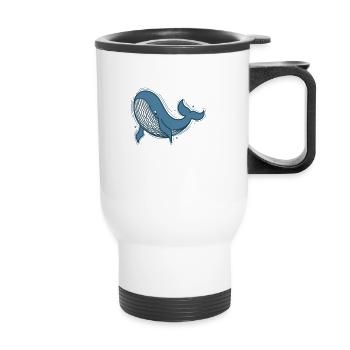 Rorqual bleu dans l’eau de mer - Tasse isotherme avec poignée - blanc - Devant