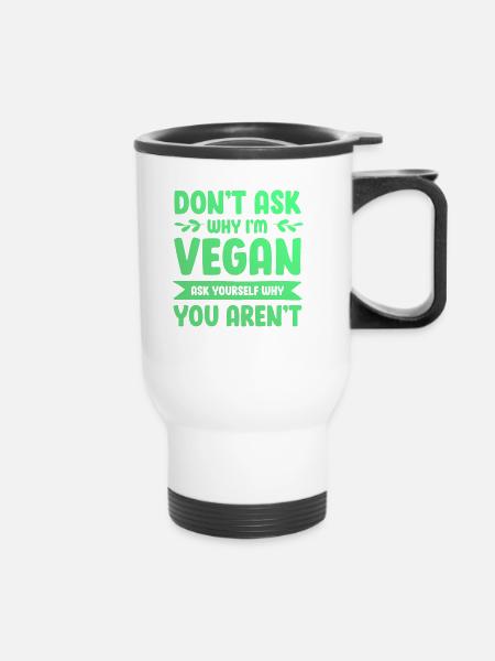 vegan veganer - Thermobecher mit Tragegriff - Weiß