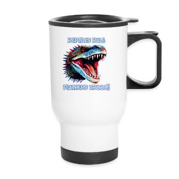 Tête de reptile, Règle des reptiles, Bave de plumes - Tasse isotherme avec poignée - blanc - Devant