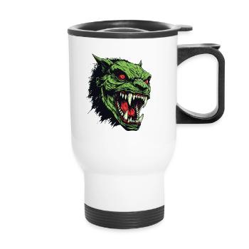 Tête d’Orc, Démon, Goule - Tasse isotherme avec poignée - blanc - Devant