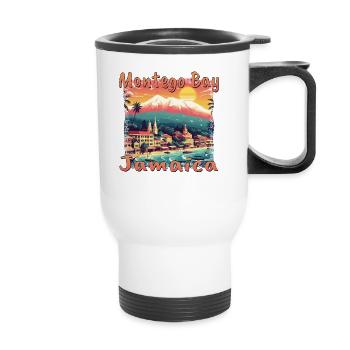 Montego Bay Vibes: Grunge-Stil Jamaika-Design - Thermobecher mit Tragegriff - Weiß - Vorne
