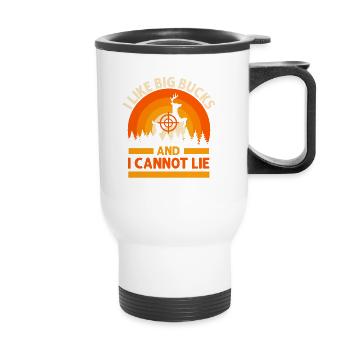 J’aime les gros dollars et je ne peux pas mentir à la chasse au cerf - Tasse isotherme avec poignée - blanc - Devant