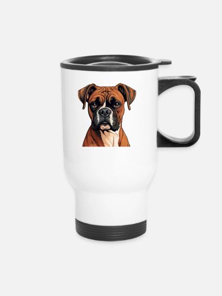 Hund Boxer - Thermobecher mit Tragegriff - Weiß