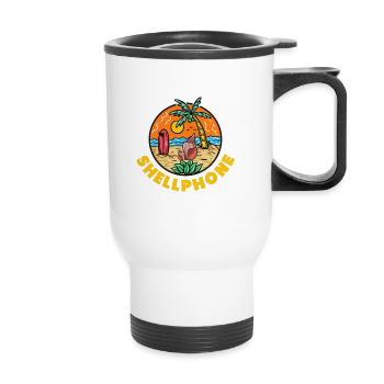 Appelez-moi sur le Shellphone Beach Vacation Men - Tasse isotherme avec poignée - blanc - Devant