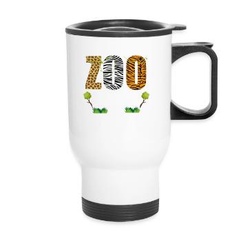Zoo Crew Zoocrew Afrikanische Tiere Zebra Giraffe - Thermobecher mit Tragegriff - Weiß - Vorne