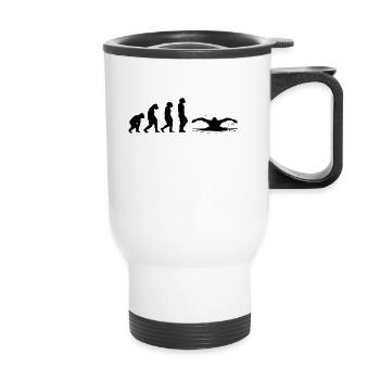 Schwimmer schwimmen Evolution Schwimm - Thermobecher mit Tragegriff - Weiß - Vorne