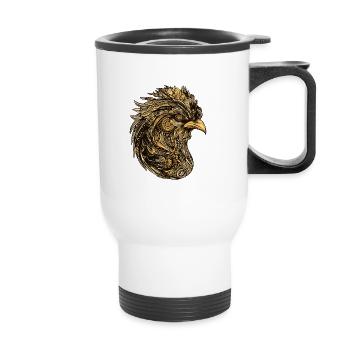 Rooster Head Animal - Thermal mug with handle - white - Front