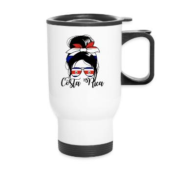 Costa Rica Messy Bun Costa Rican Womens Costa Rica - Thermobecher mit Tragegriff - Weiß - Vorne