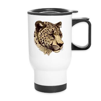 Cheetah Head Animal - Thermal mug with handle - white - Front