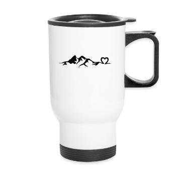 Heart - Mountain - (2) - Thermal mug with handle - white - Front