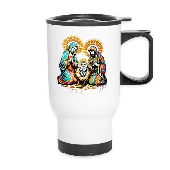 Christmas Family | Merry Christmas Jesus Mary - Thermal mug with handle - white - Front
