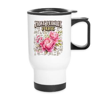 Pfingstrosen Illustration, Pink-Peony, Spruch - Thermobecher mit Tragegriff - Weiß - Vorne