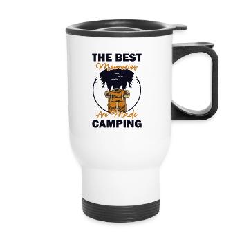 Best Memories are made Camping Campingplatz - Thermobecher mit Tragegriff - Weiß - Vorne