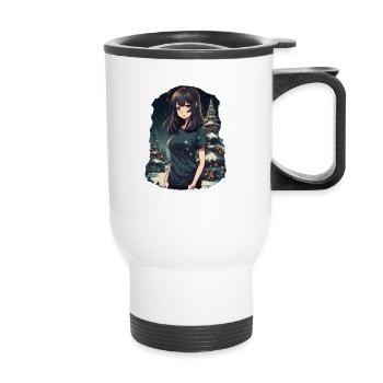 Anime Weihnachts Design zu Weihnachten - Thermobecher mit Tragegriff - Weiß - Vorne