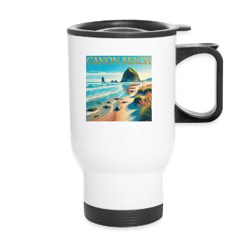 Cannon Beach Oregon Beach vacances Design - Tasse isotherme avec poignée - blanc - Devant
