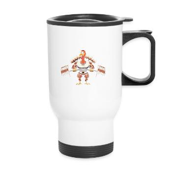 I Never Miss Leg Day Turkey Squat Thanksgiving - Thermal mug with handle - white - Front