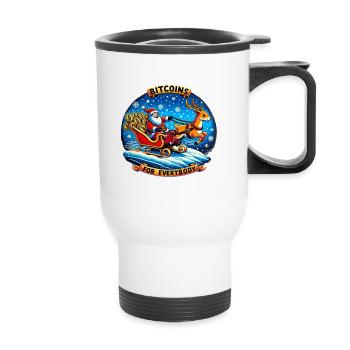 Bitcoin for Everybody Santa & Sleigh with BTC - Thermal mug with handle - white - Front