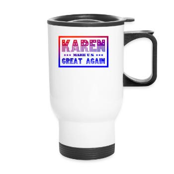 Karen make U.S. great again - Thermobecher mit Tragegriff - Weiß - Vorne