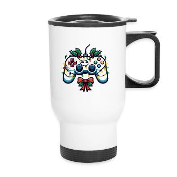 Festive Gamer Controller Holiday Gaming - Thermobecher mit Tragegriff - Weiß - Vorne