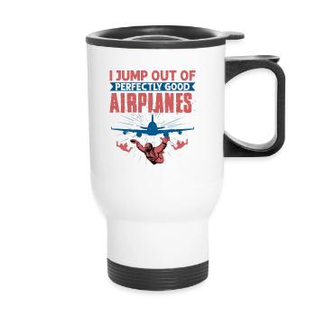 Je saute d’un parachute d’avion parfaitement bon - Tasse isotherme avec poignée - blanc - Devant