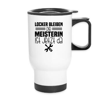 Meisterprüfung bestanden Handwerkerin Meisterin - Thermobecher mit Tragegriff - Weiß - Vorne