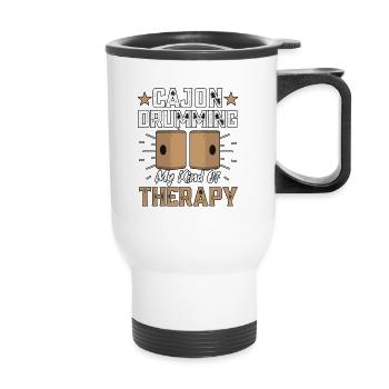 Cajon Drumming My Kind Of Therapy Kachon - Thermobecher mit Tragegriff - Weiß - Vorne