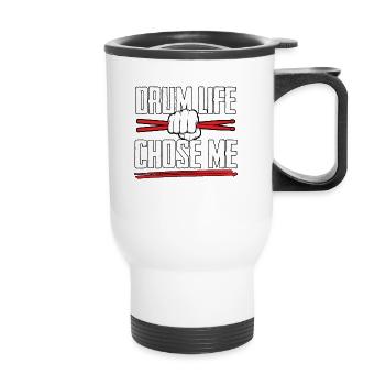 Drum Life m’a choisi comme batteur - Tasse isotherme avec poignée - blanc - Devant