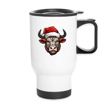 Bull Head Christmas Christmas - Thermal mug with handle - white - Front