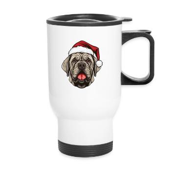 Mastiff Chien Portrait Noël - Tasse isotherme avec poignée - blanc - Devant