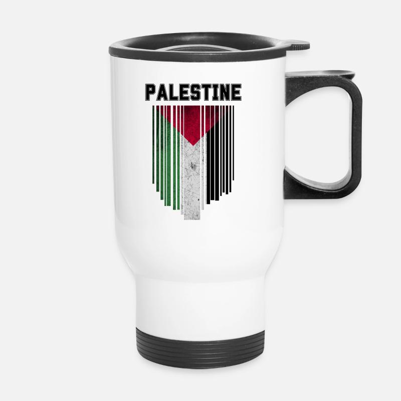 Flagge von Palästina - Thermobecher mit Tragegriff - Weiß