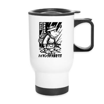 Forêt de bambous japonaise et cochon errant - Tasse isotherme avec poignée - blanc - Devant